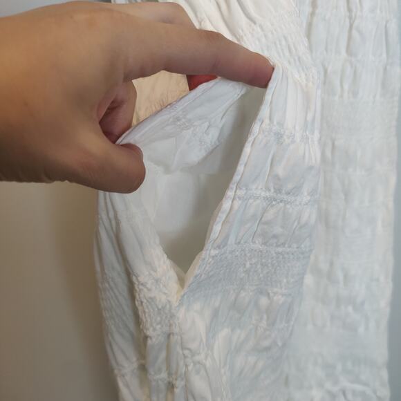 Universal Thread Sz XL White Smocked Maxi Dress Keyhole Milkmaid Prairie - Picture 7 of 7